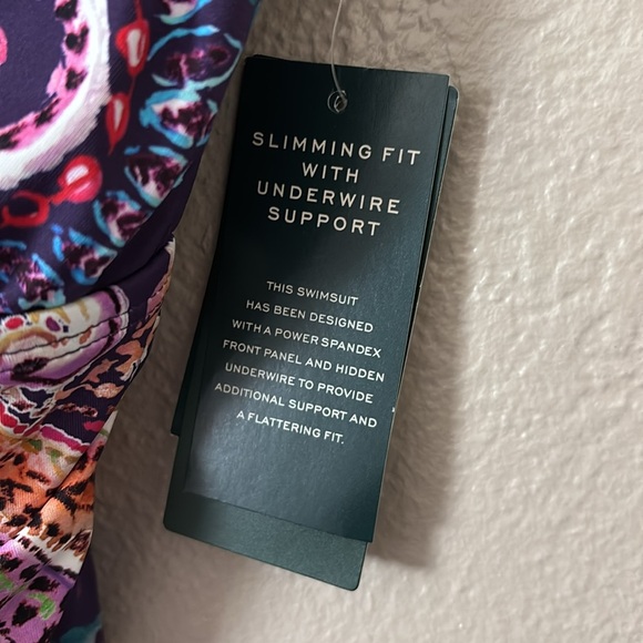 Lauren Ralph Lauren EGGPLANT Captiva Paisley Underwire One-Piece Swimsuit, US 10 - Picture 3 of 10